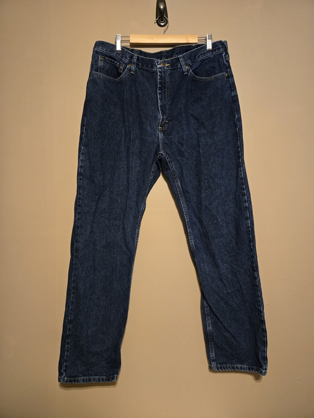 Wrangler Regular Fit Dark Wash Straight Jeans 38x32